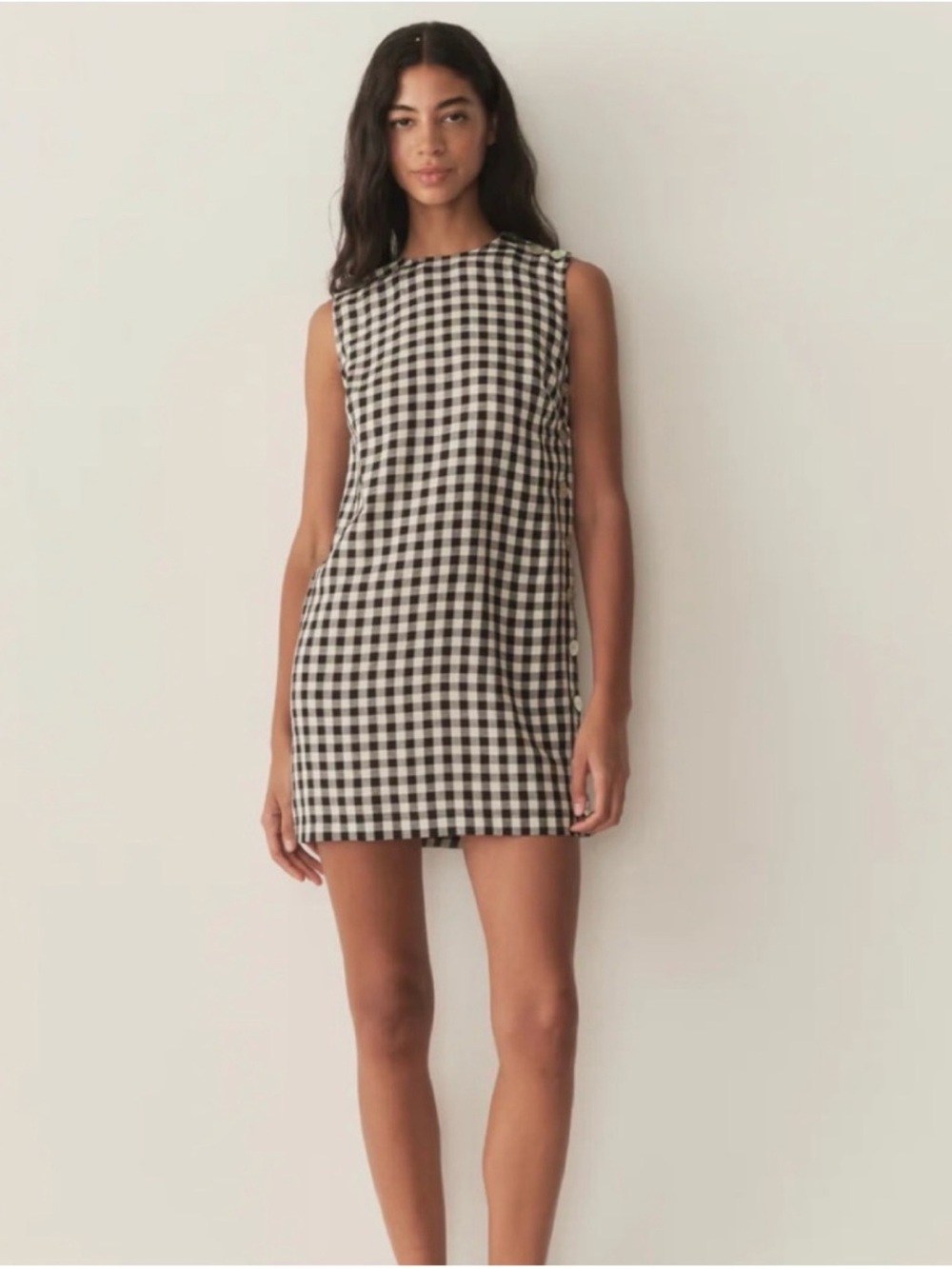NEW Doen Black and White Coralie Gingham Mini Shift Dress Size 2 - Picture 4 of 12